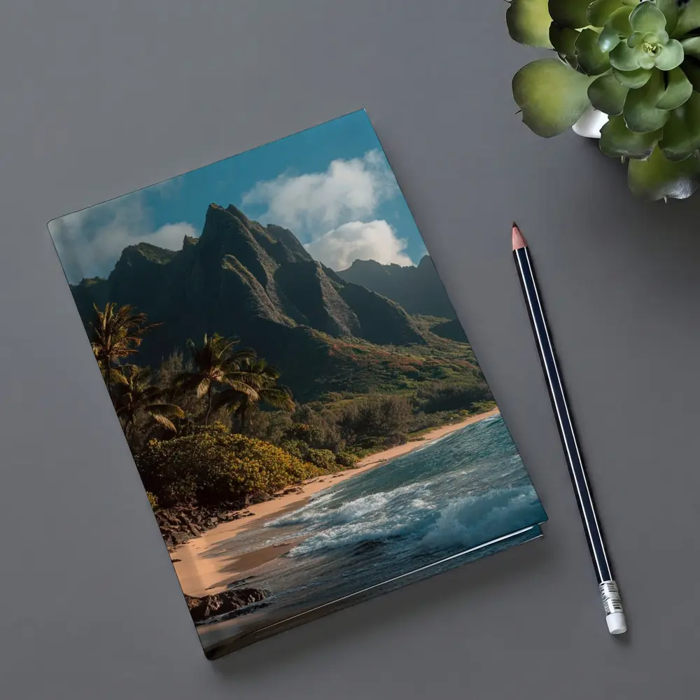 Tropical Beach With Dramatic Mountain Backdrop – Notebooks