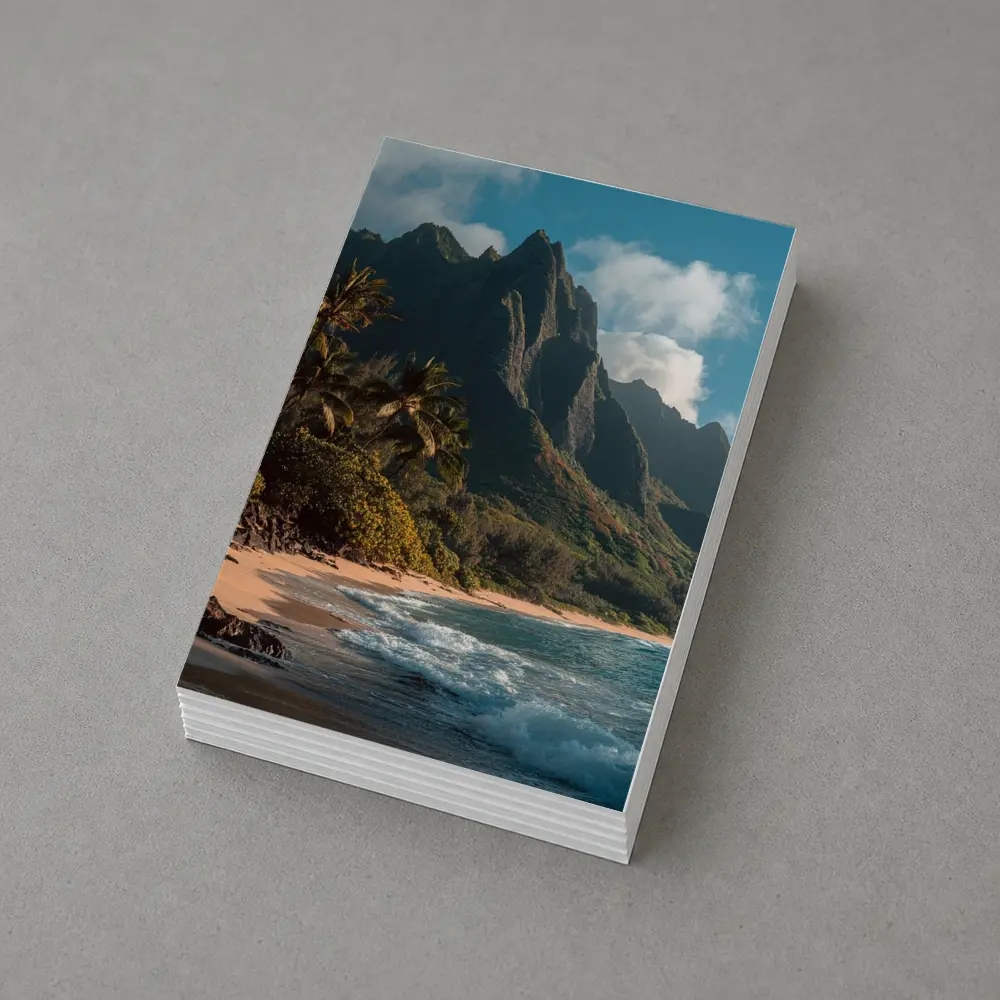 Tropical Beach With Dramatic Mountain Backdrop – Postcards
