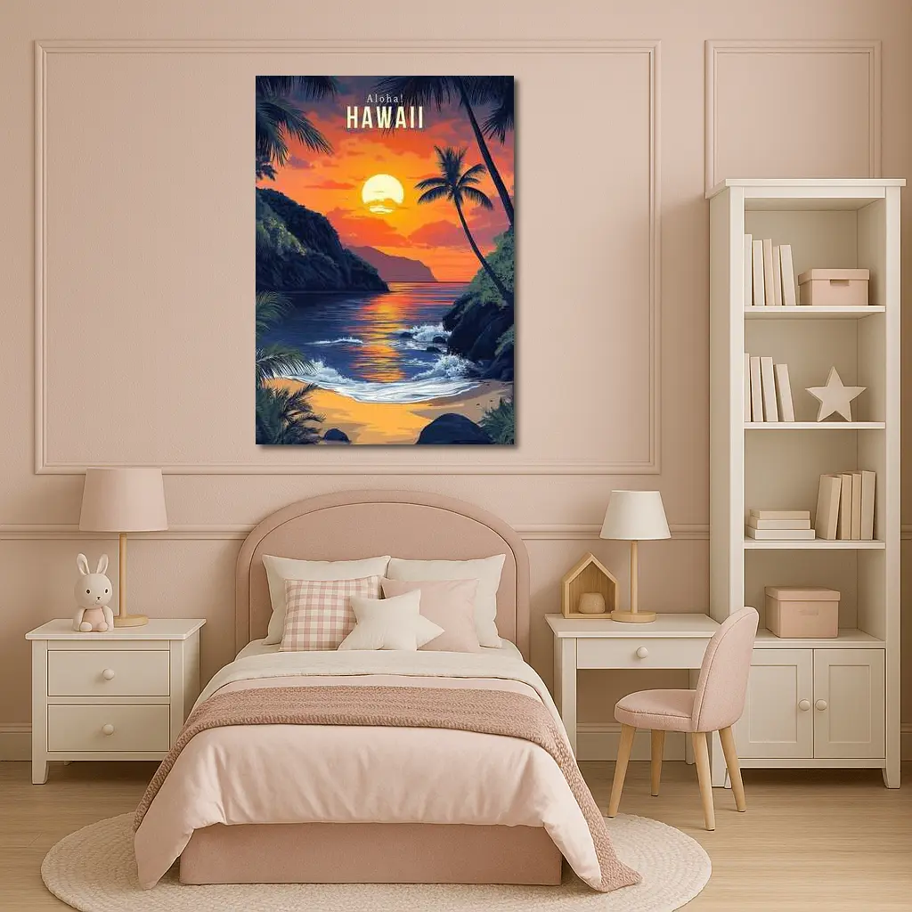 Aloha Hawaii Tropical Beach Sunset Art – Wall Art