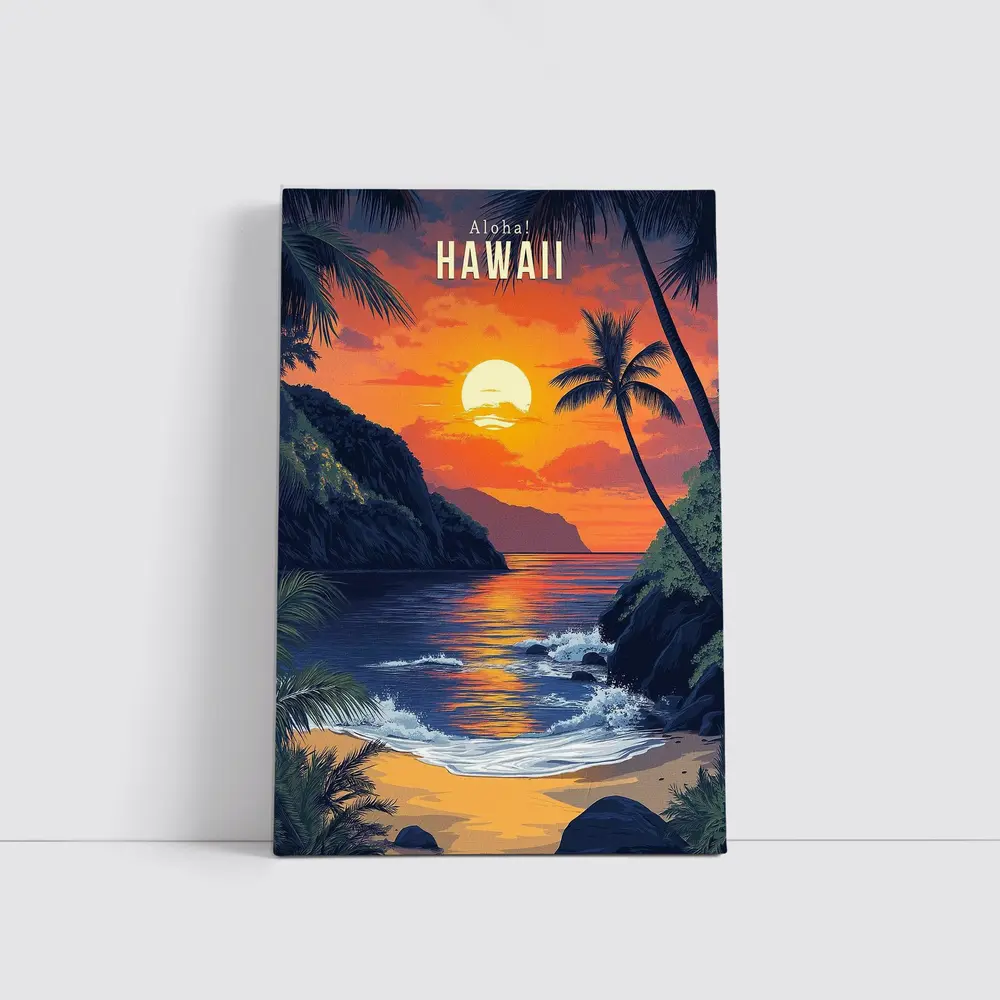 Aloha Hawaii Tropical Beach Sunset Art – Wall Art
