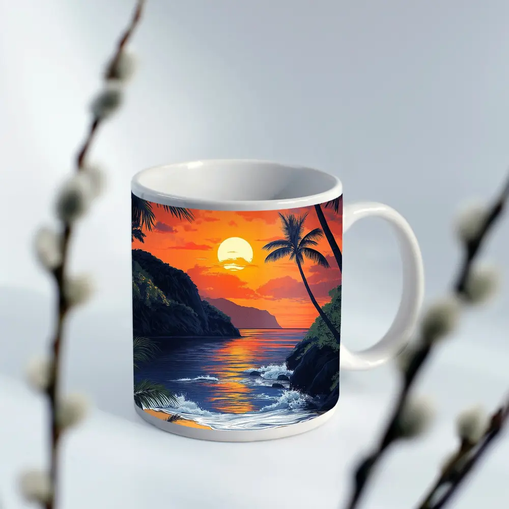 Aloha Hawaii Tropical Beach Sunset Art – Mugs