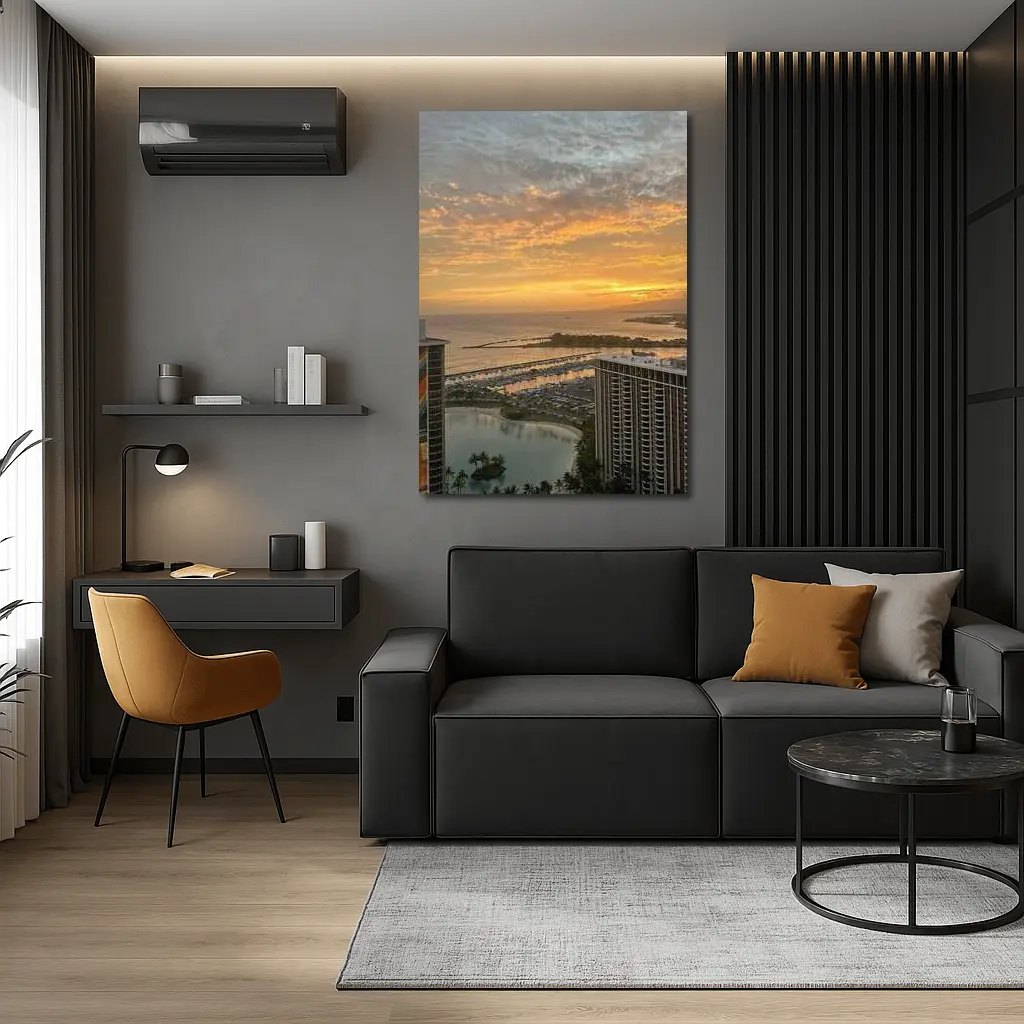 Honolulu Sunset Over Marina and Ocean – Wall Art