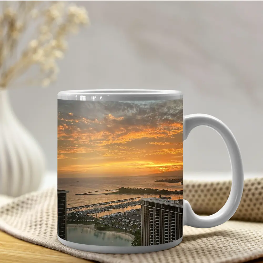 Honolulu Sunset Over Marina and Ocean – Mugs