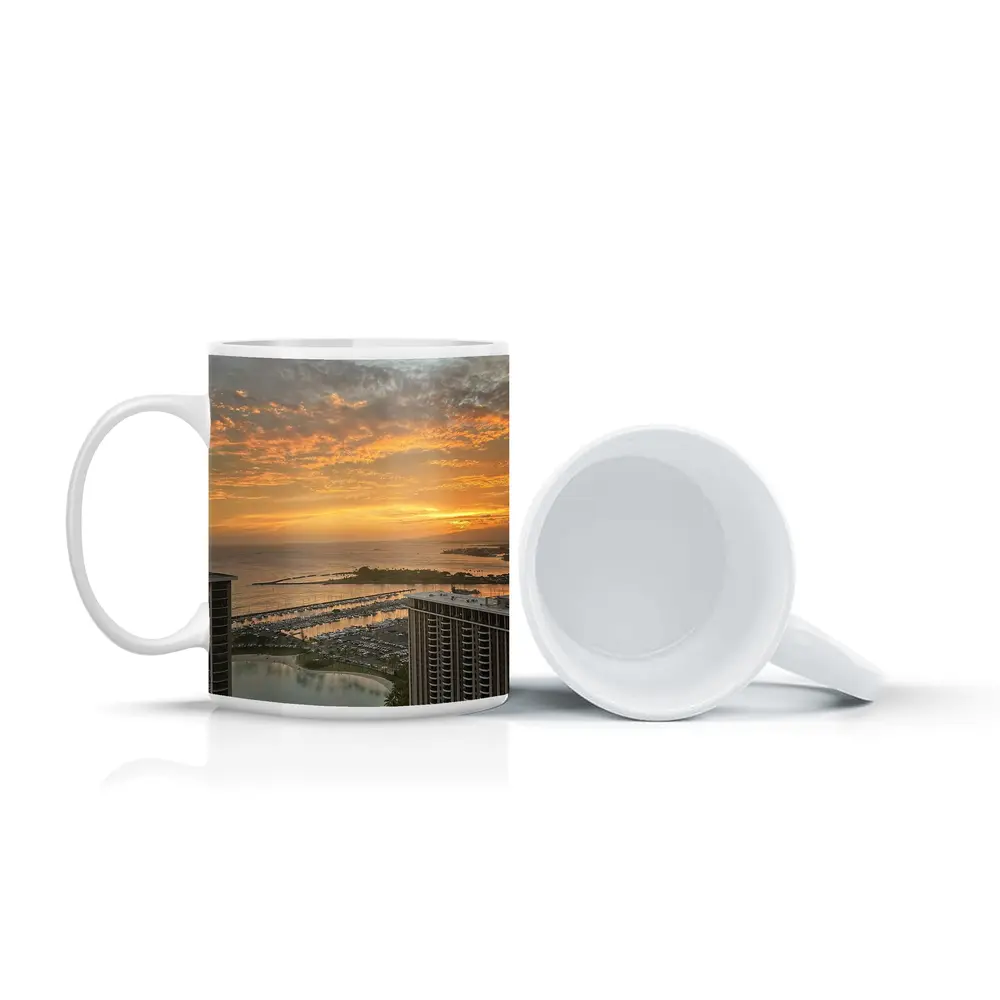 Honolulu Sunset Over Marina and Ocean – Mugs