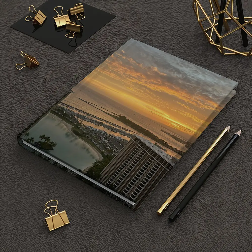 Honolulu Sunset Over Marina and Ocean – Notebooks