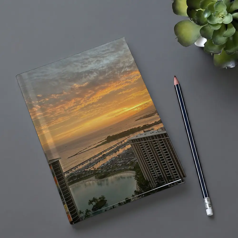 Honolulu Sunset Over Marina and Ocean – Notebooks