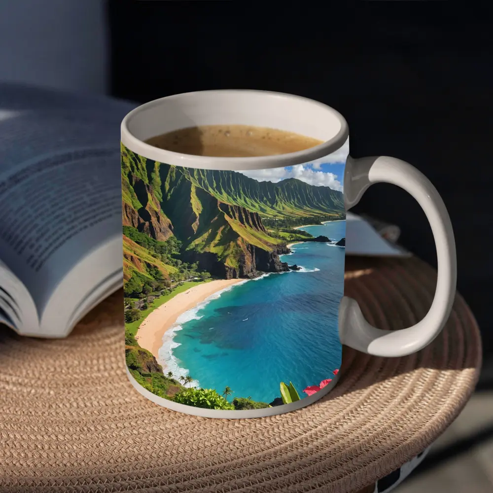 Hawaii Coastal Cliffs Beach Hibiscus Flowers – Mugs