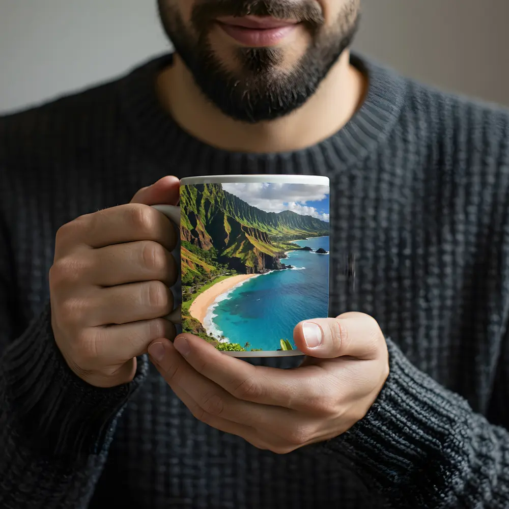 Hawaii Coastal Cliffs Beach Hibiscus Flowers – Mugs