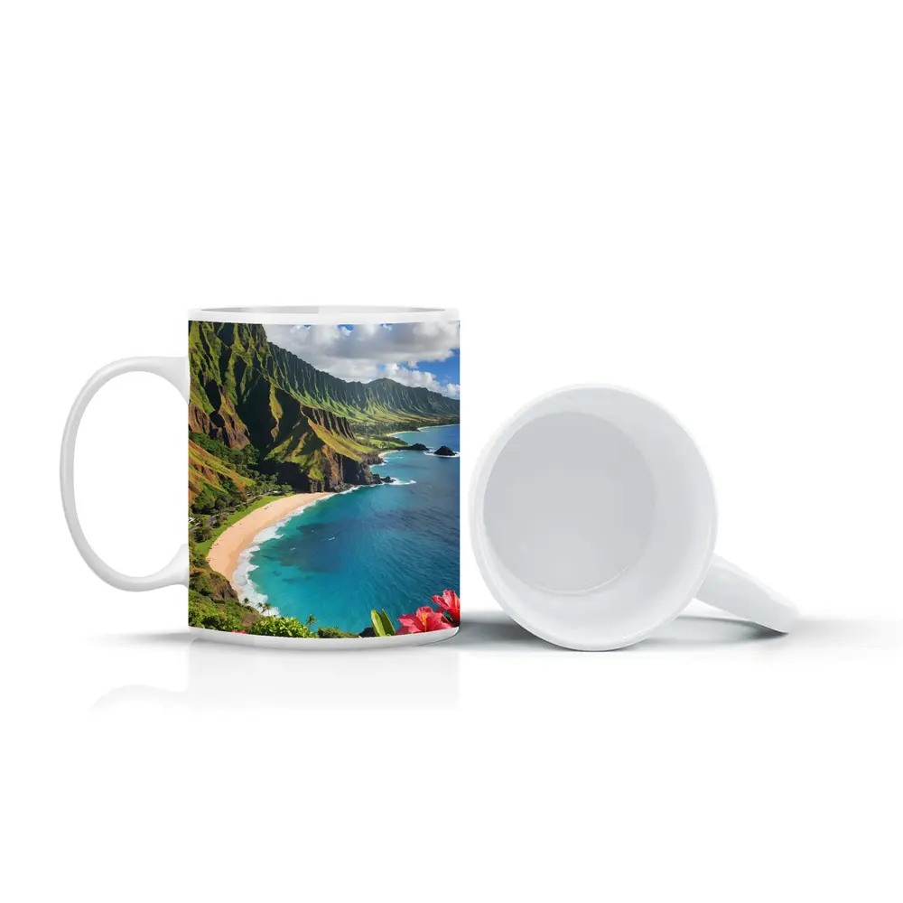Hawaii Coastal Cliffs Beach Hibiscus Flowers – Mugs