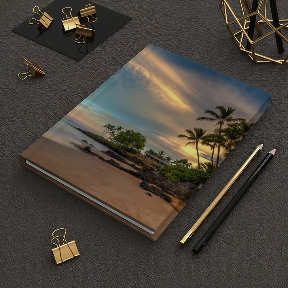 Hawaii Beach Sunset Palm Trees Golden Sky – Notebooks
