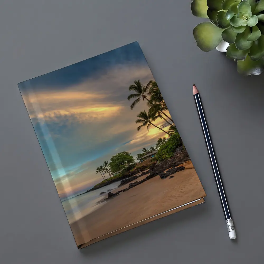 Hawaii Beach Sunset Palm Trees Golden Sky – Notebooks
