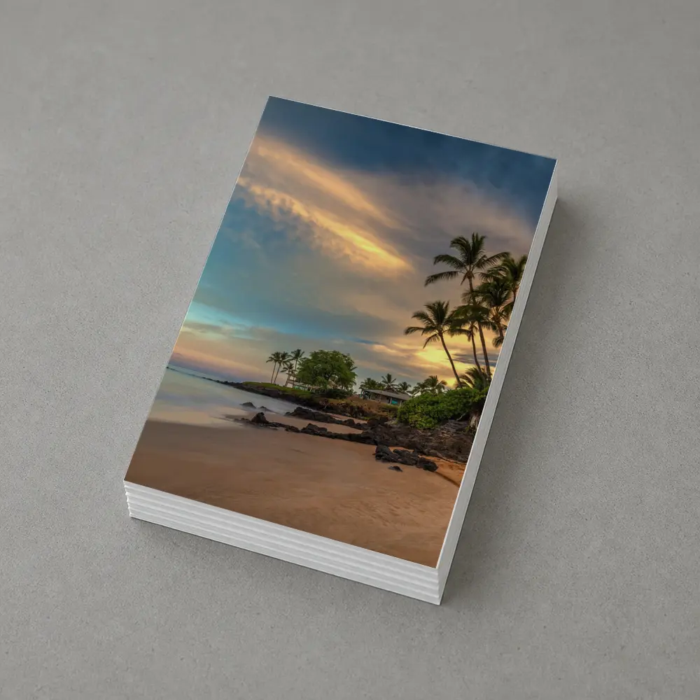 Hawaii Beach Sunset Palm Trees Golden Sky – Postcards