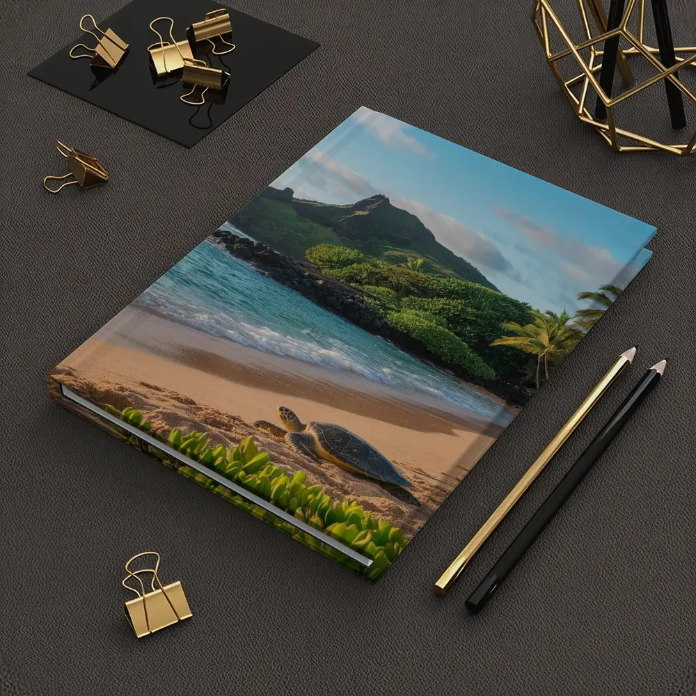 Sea Turtle On Tropical Hawaiian Beach Shore – Notebooks