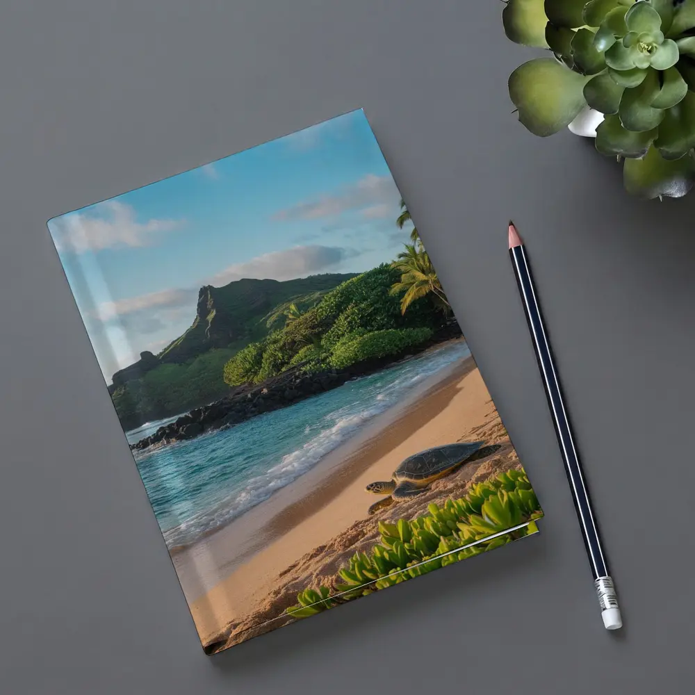 Sea Turtle On Tropical Hawaiian Beach Shore – Notebooks
