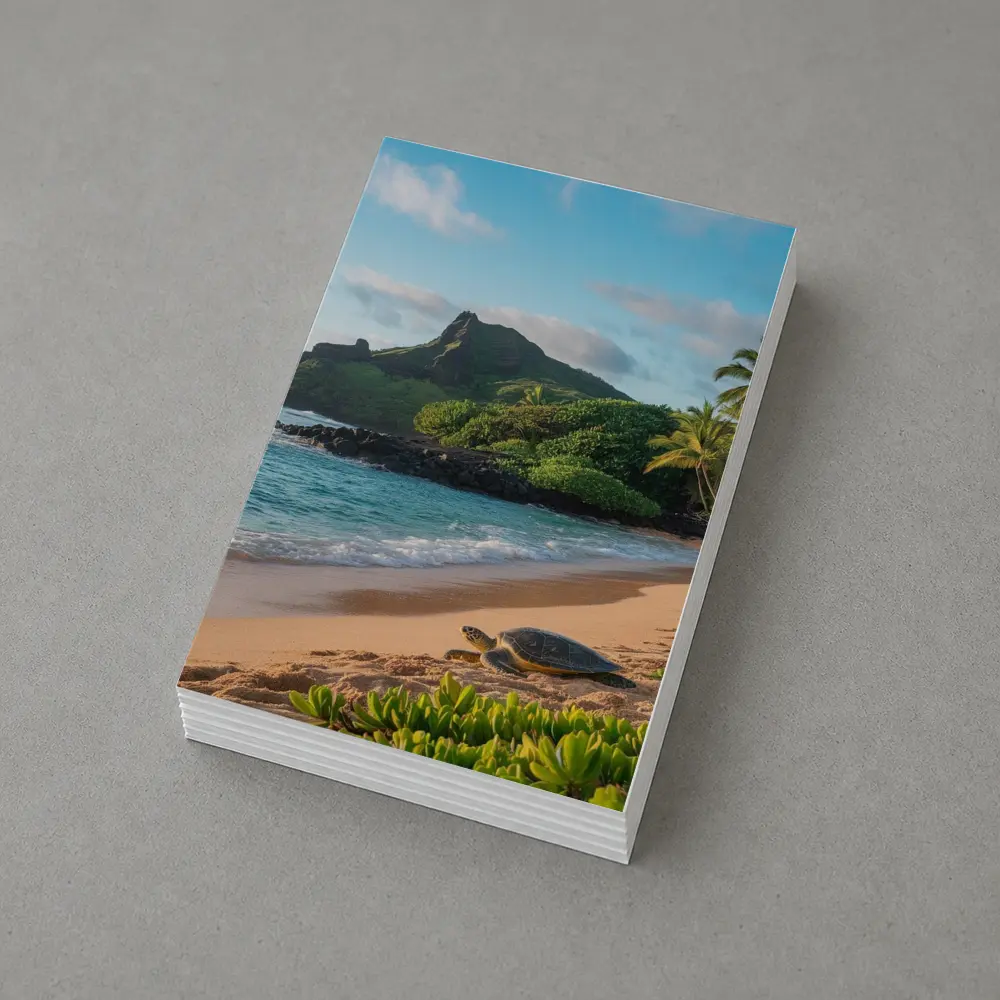 Sea Turtle On Tropical Hawaiian Beach Shore – Postcards