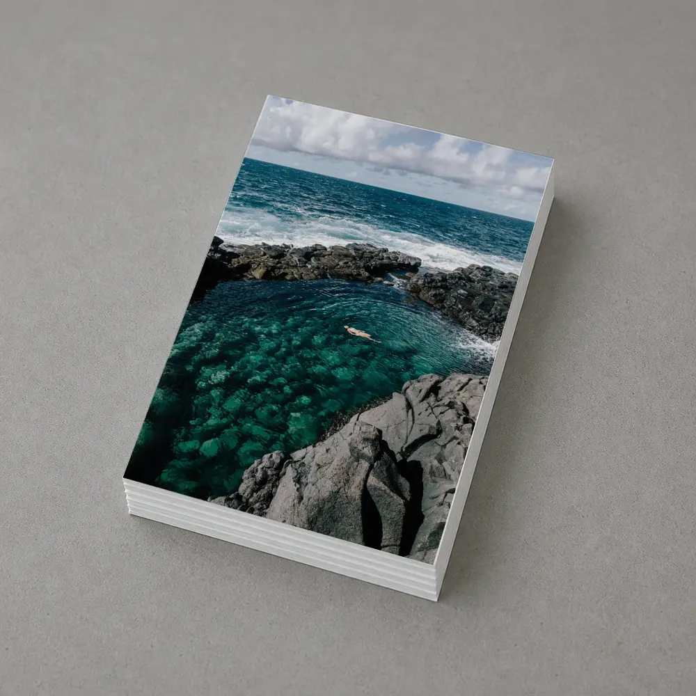 Swimmer In Clear Turquoise Volcanic Rock Pool – Postcards