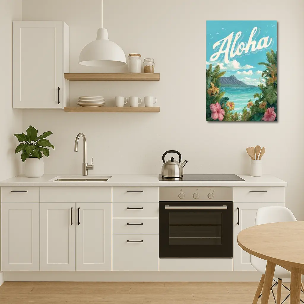 Aloha Hawaii Tropical Hibiscus Ocean Retro Art – Wall Art