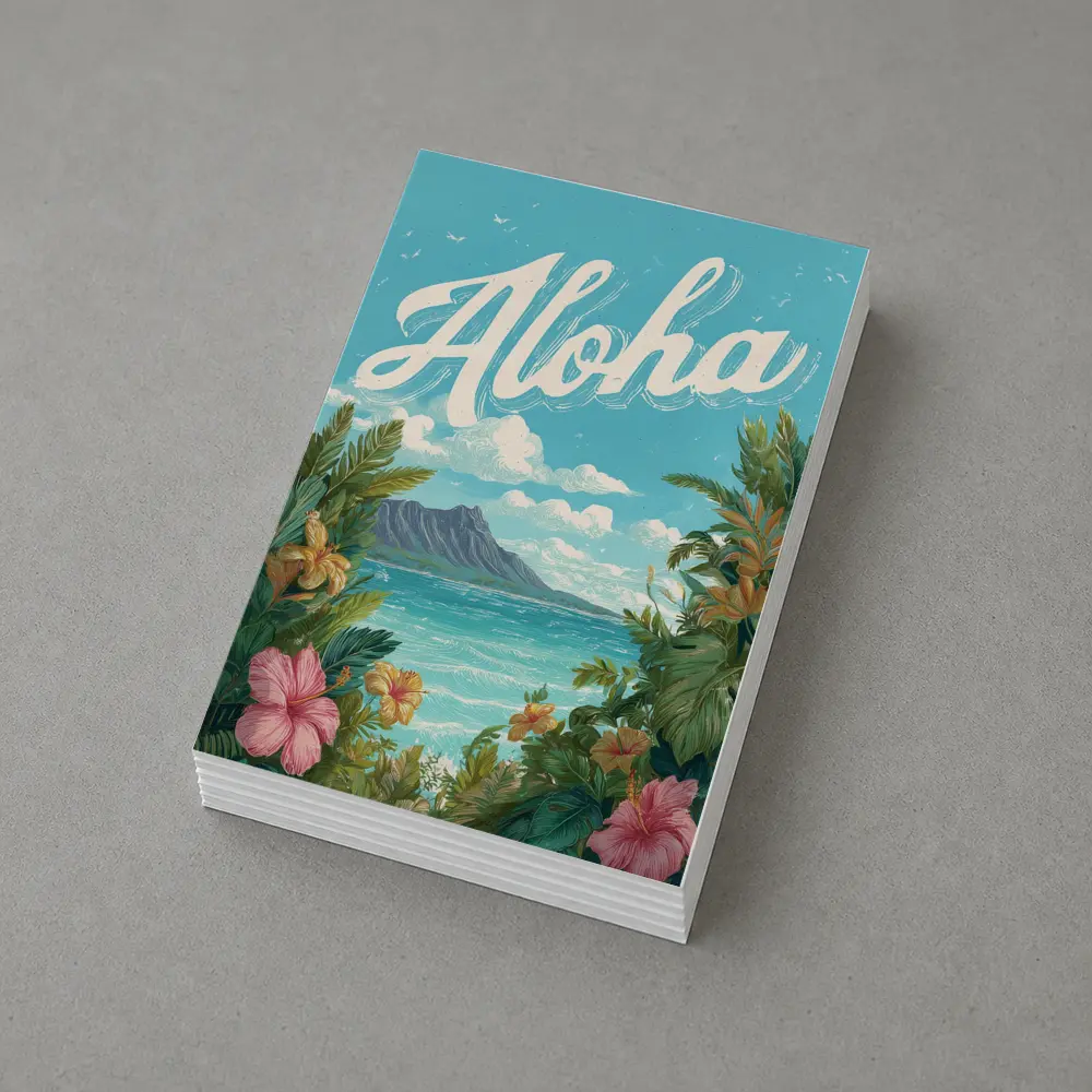 Aloha Hawaii Tropical Hibiscus Ocean Retro Art – Postcards