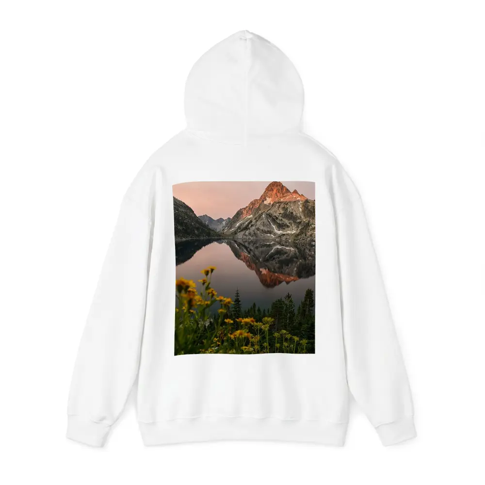 Mountain Lake Reflection Sunset Yellow Wildflowers – Hoodies