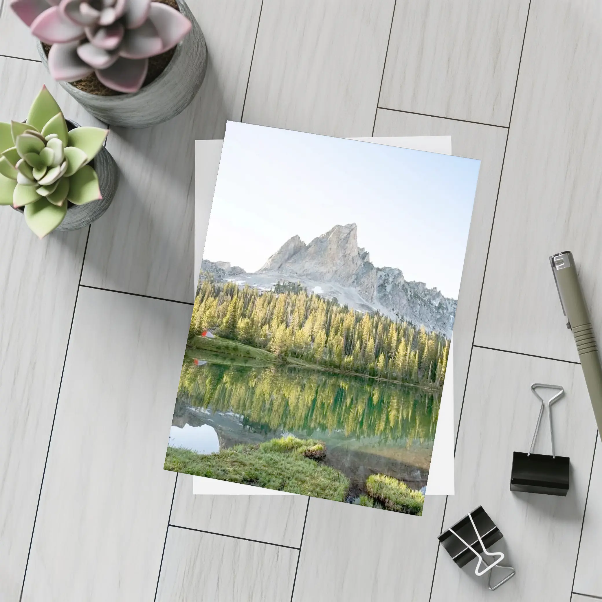 Mountain Peak Reflected In Alpine Lake – Postcards