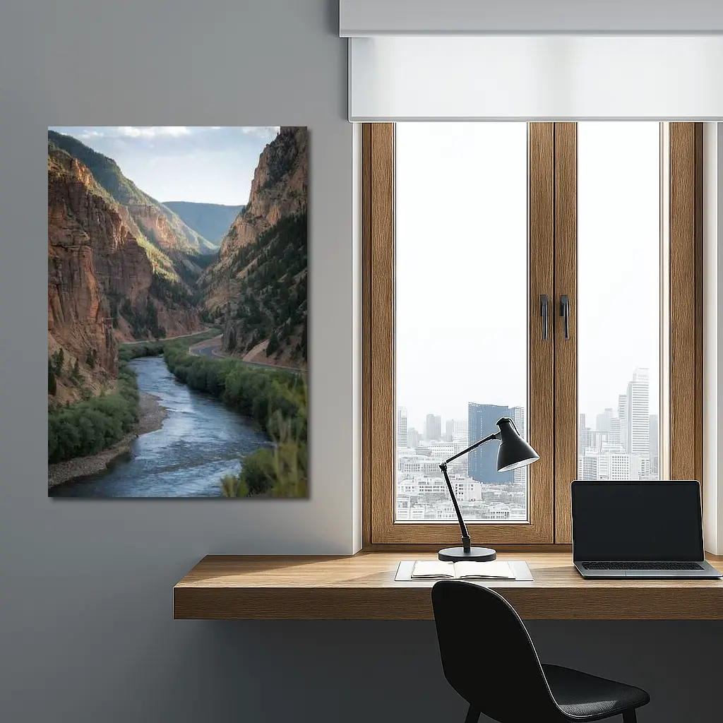 River Canyon Winding Through Red Cliffs – Wall Art