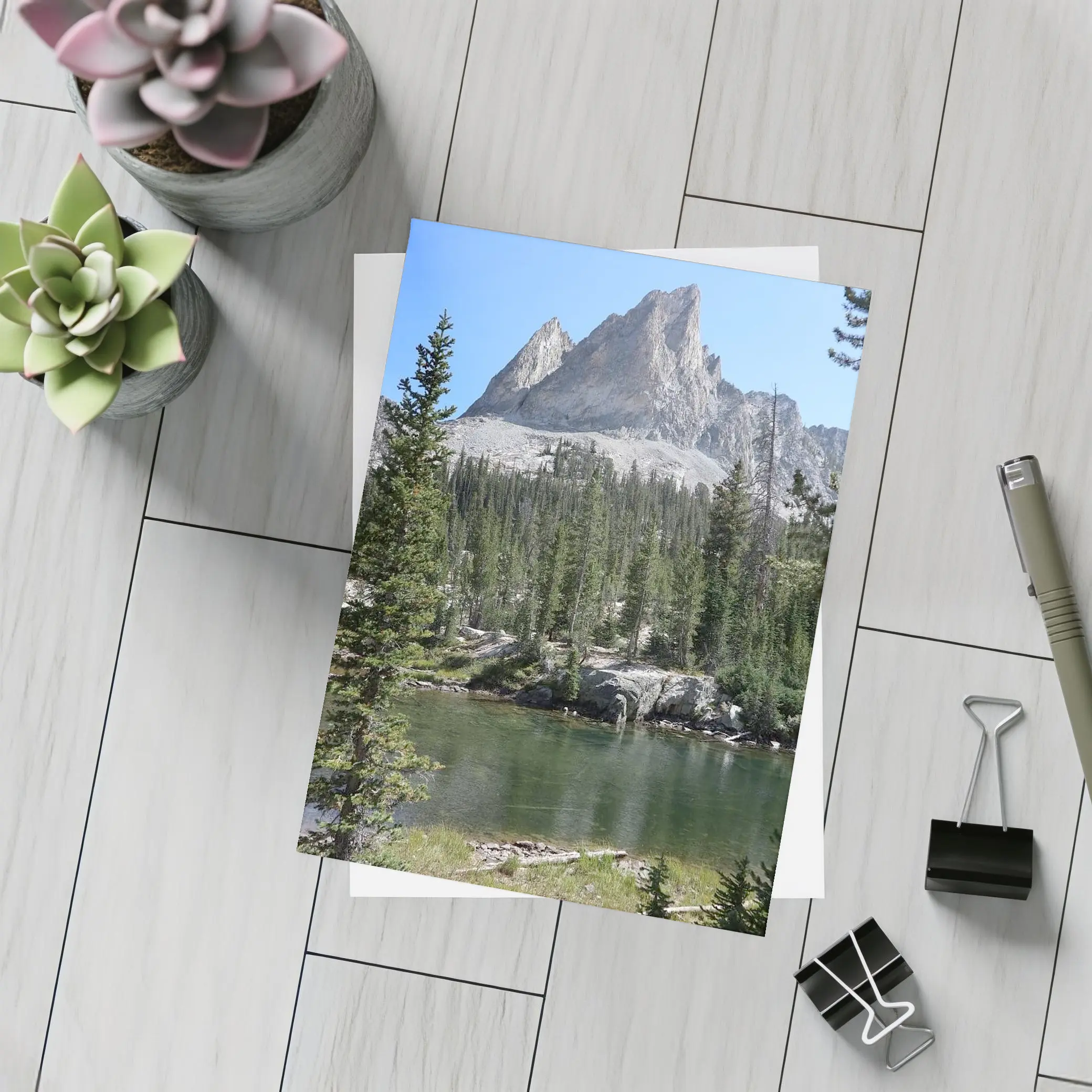 Rocky Mountain Peak Above Alpine Lake – Postcards