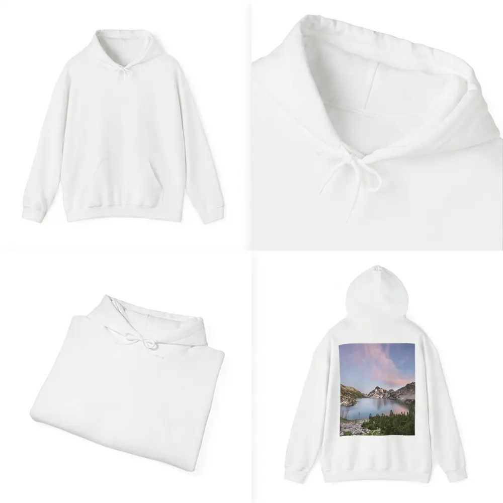 Alpine Lake Mountain Sunset Pink Sky – Hoodies