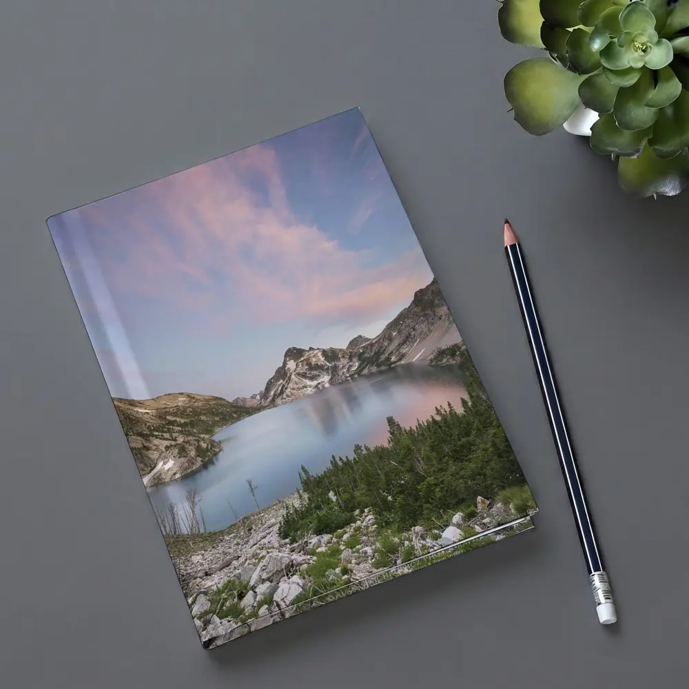 Alpine Lake Mountain Sunset Pink Sky – Notebooks