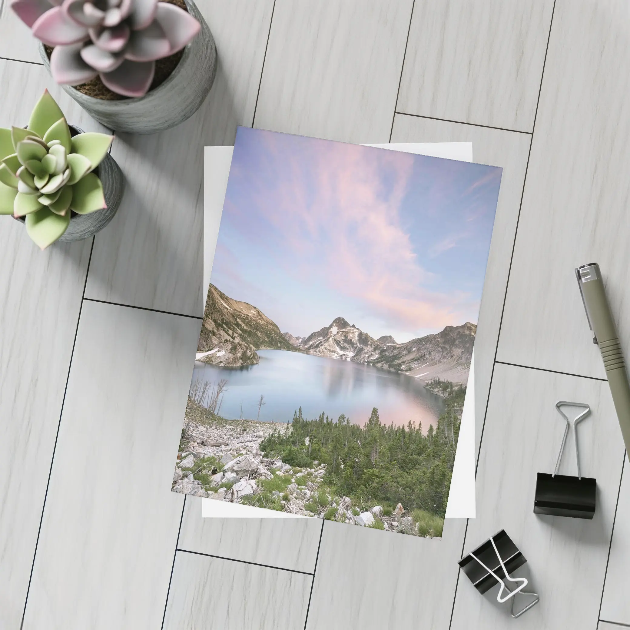 Alpine Lake Mountain Sunset Pink Sky – Postcards