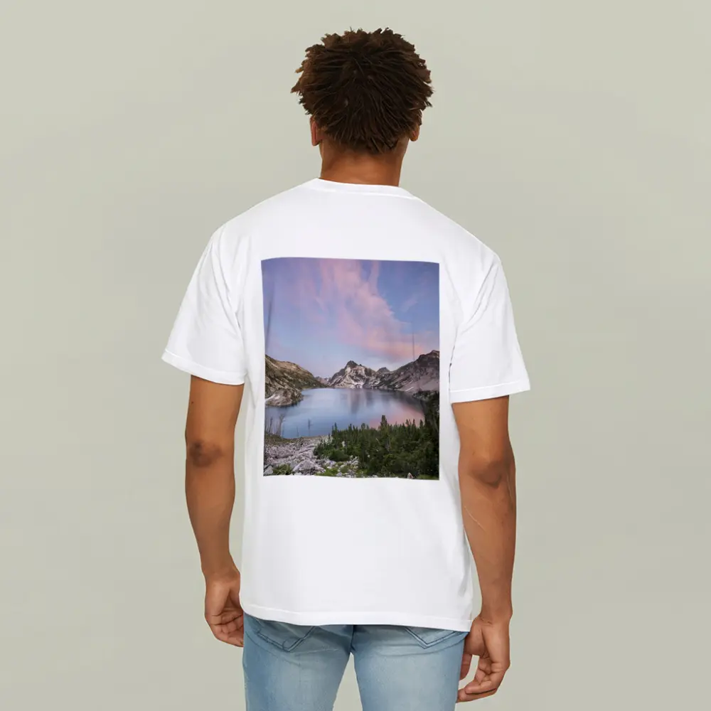 Alpine Lake Mountain Sunset Pink Sky – T-Shirts