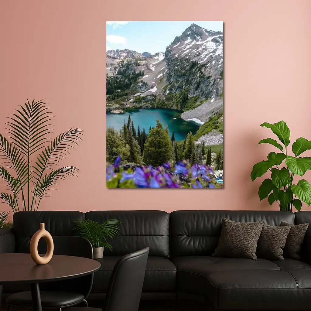 Alpine Lake Mountain Wildflowers Summer Landscape – Wall Art