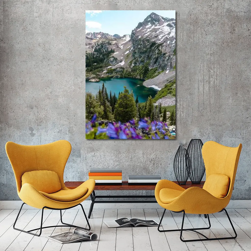 Alpine Lake Mountain Wildflowers Summer Landscape – Wall Art