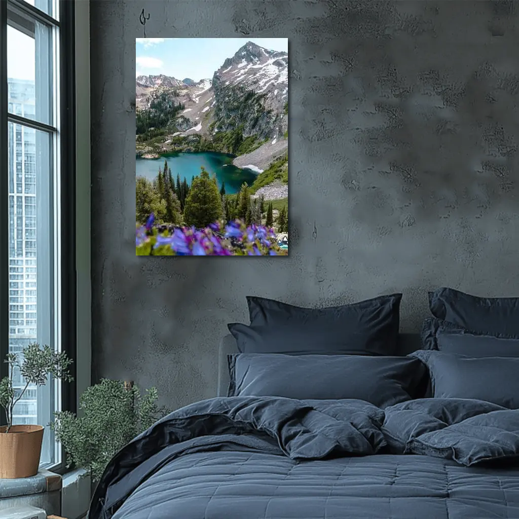 Alpine Lake Mountain Wildflowers Summer Landscape – Wall Art