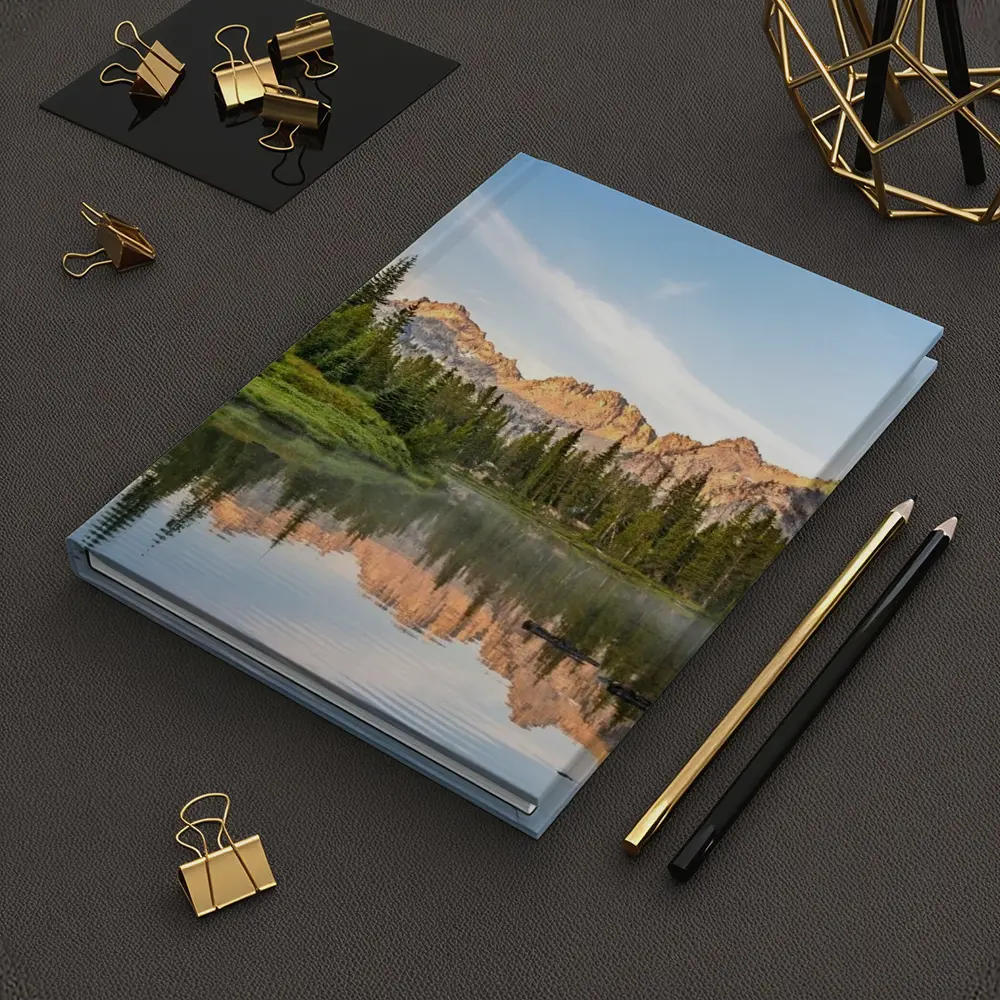 Mountain Lake Reflection Pine Forest Morning – Notebooks