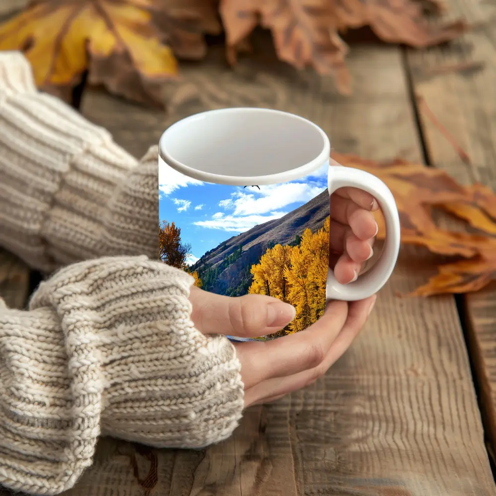 Autumn River Valley Eagle Blue Sky – Mugs
