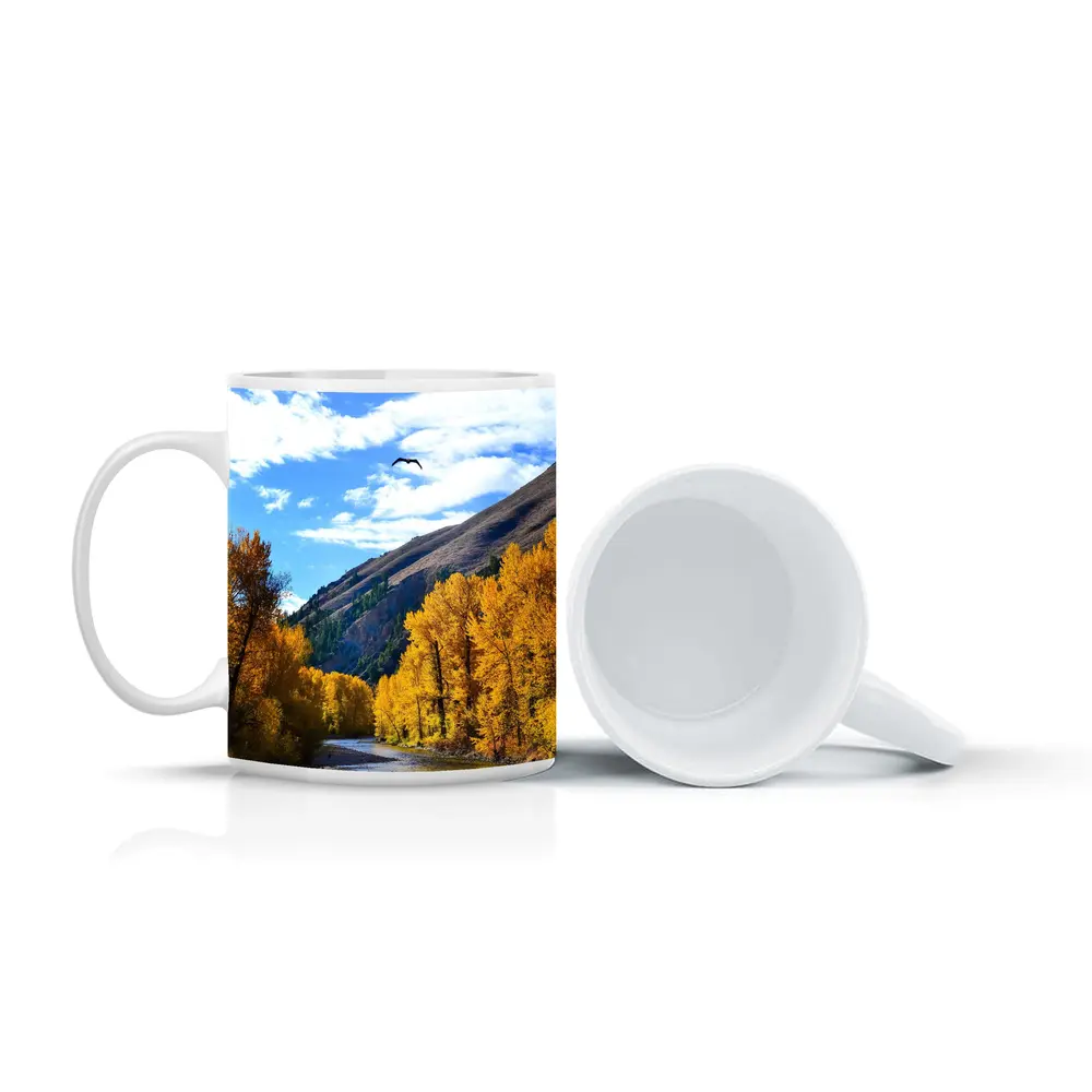 Autumn River Valley Eagle Blue Sky – Mugs