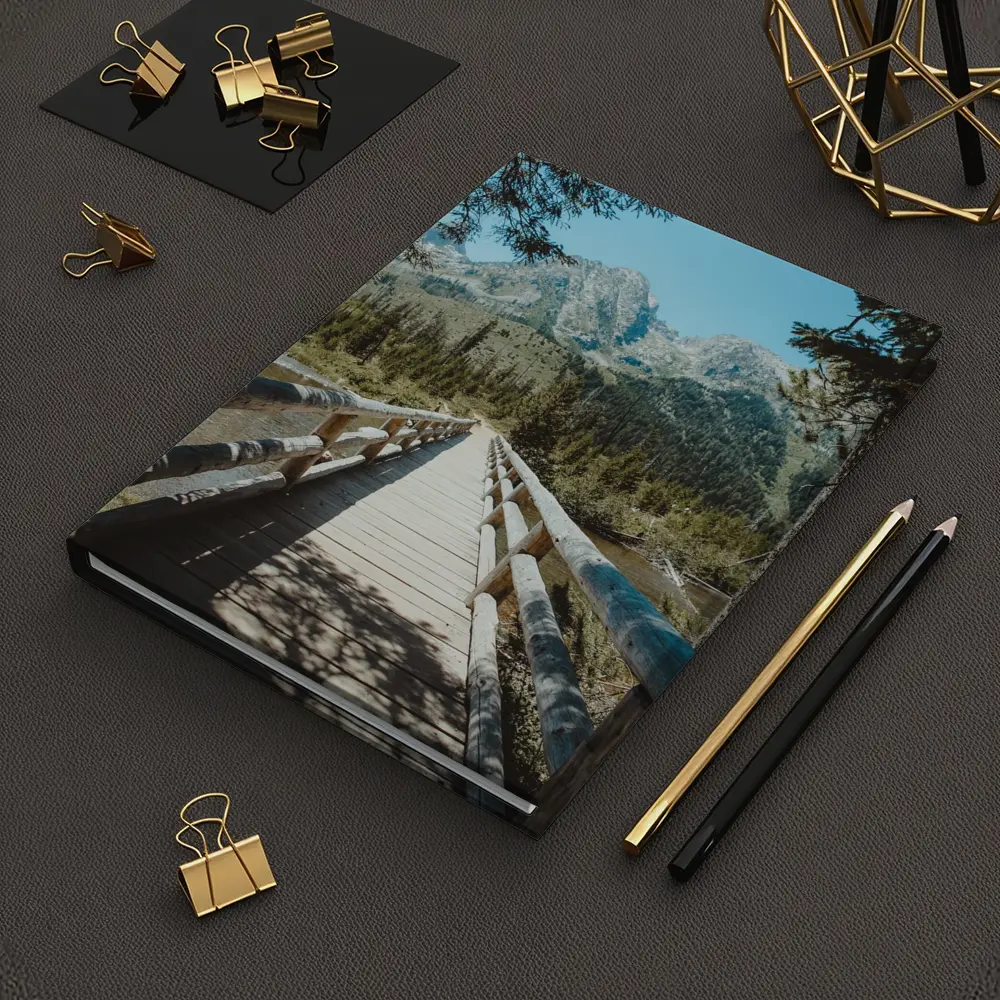 Wooden Bridge Mountain Forest Path View – Notebooks