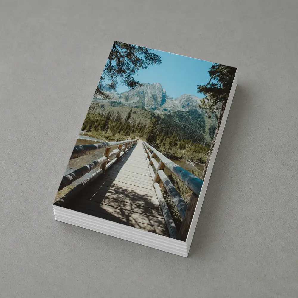 Wooden Bridge Mountain Forest Path View – Postcards