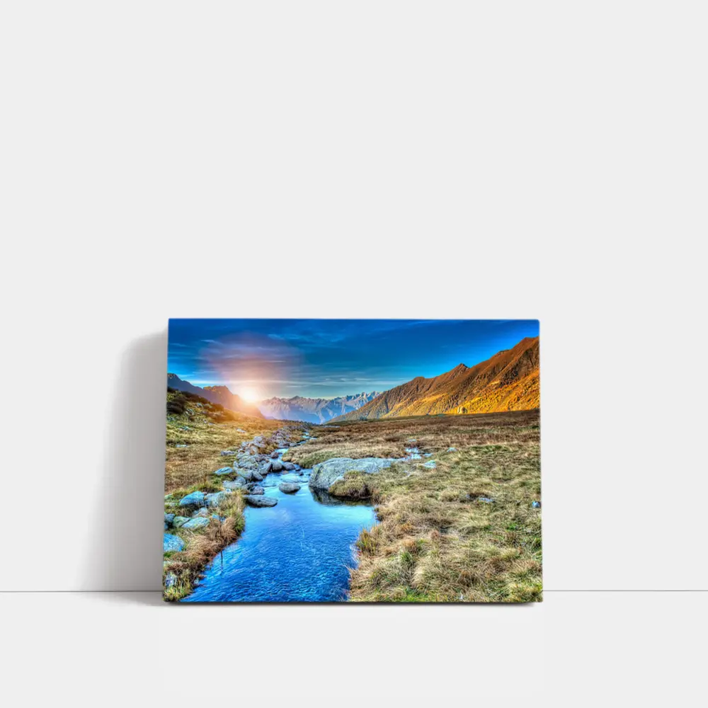Mountain Stream Sunrise Alpine Valley Landscape – Wall Art