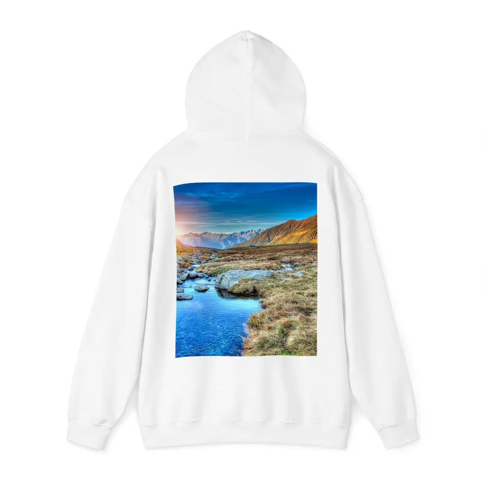 Mountain Stream Sunrise Alpine Valley Landscape – Hoodies