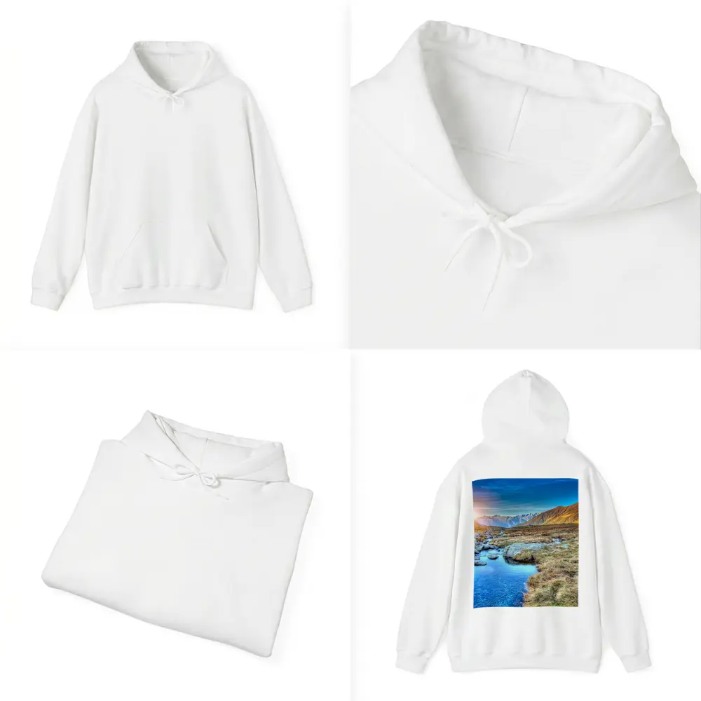 Mountain Stream Sunrise Alpine Valley Landscape – Hoodies