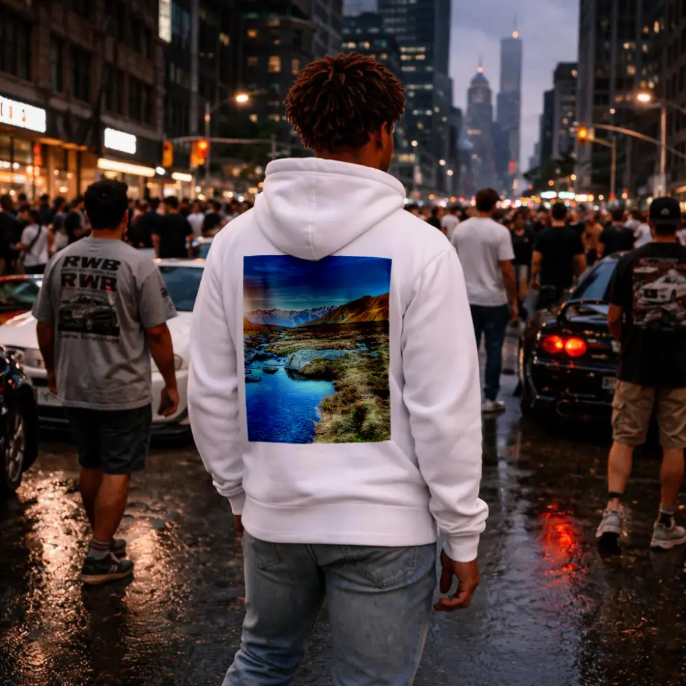 Mountain Stream Sunrise Alpine Valley Landscape – Hoodies