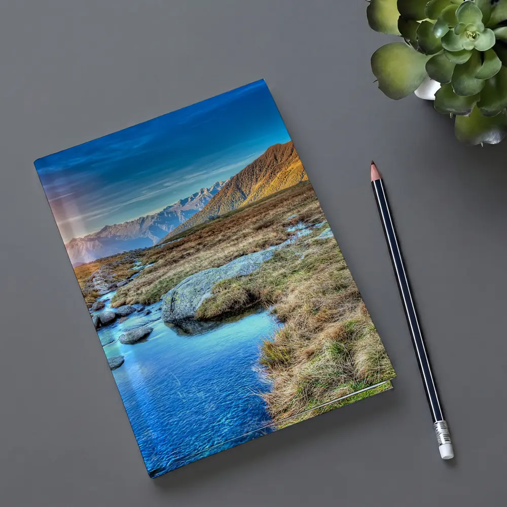 Mountain Stream Sunrise Alpine Valley Landscape – Notebooks