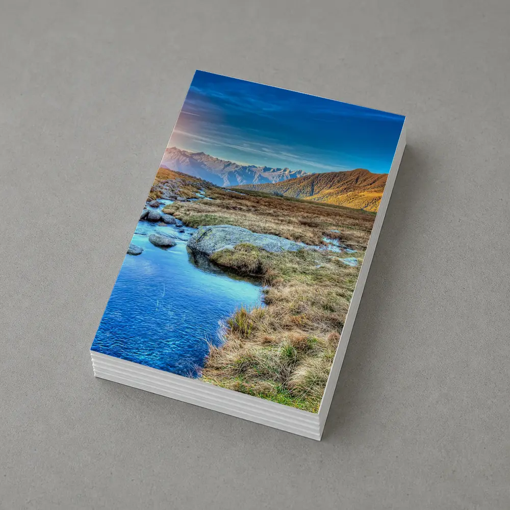 Mountain Stream Sunrise Alpine Valley Landscape – Postcards