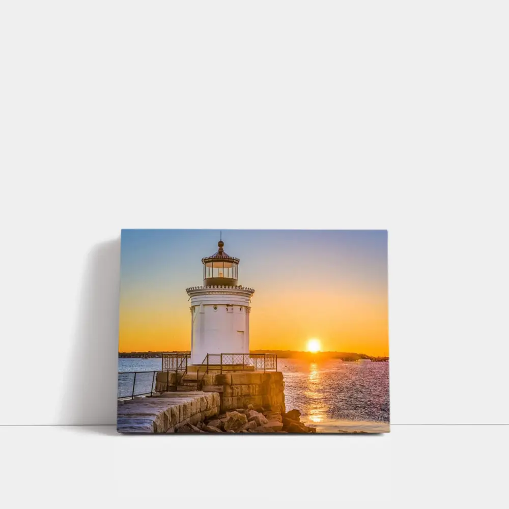 Portland Breakwater Lighthouse Sunset Ocean View – Wall Art