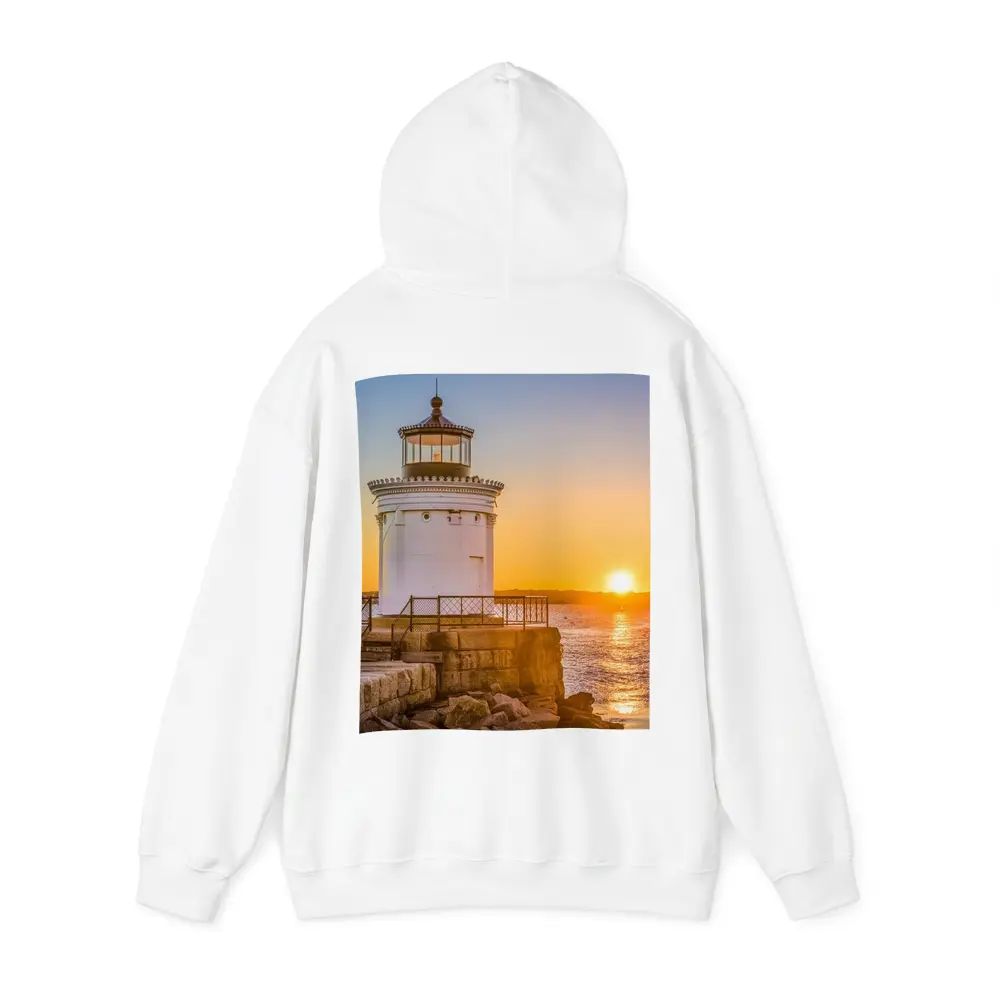 Portland Breakwater Lighthouse Sunset Ocean View – Hoodies