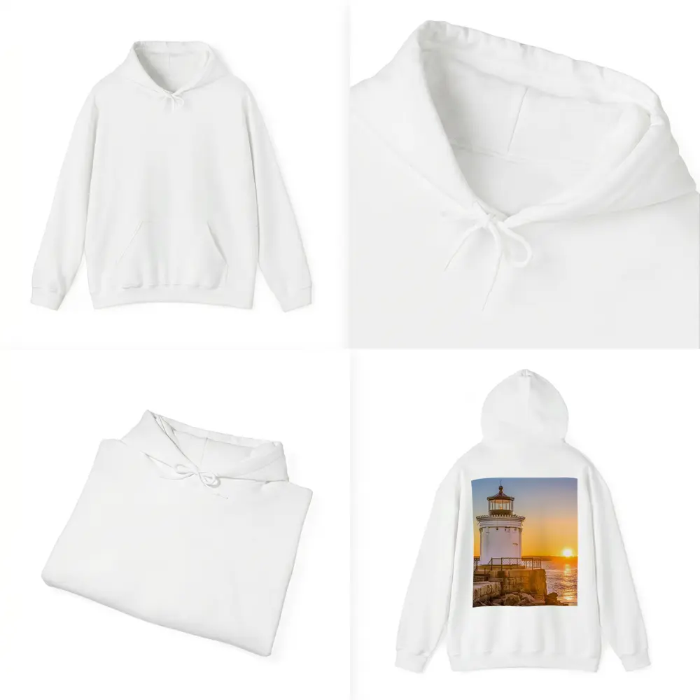 Portland Breakwater Lighthouse Sunset Ocean View – Hoodies
