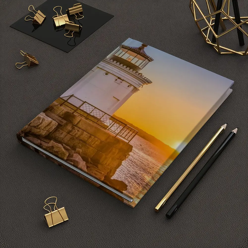 Portland Breakwater Lighthouse Sunset Ocean View – Notebooks