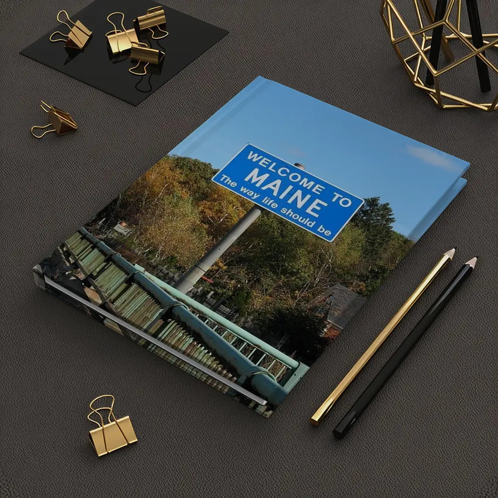 Welcome To Maine Sign Autumn Trees – Notebooks
