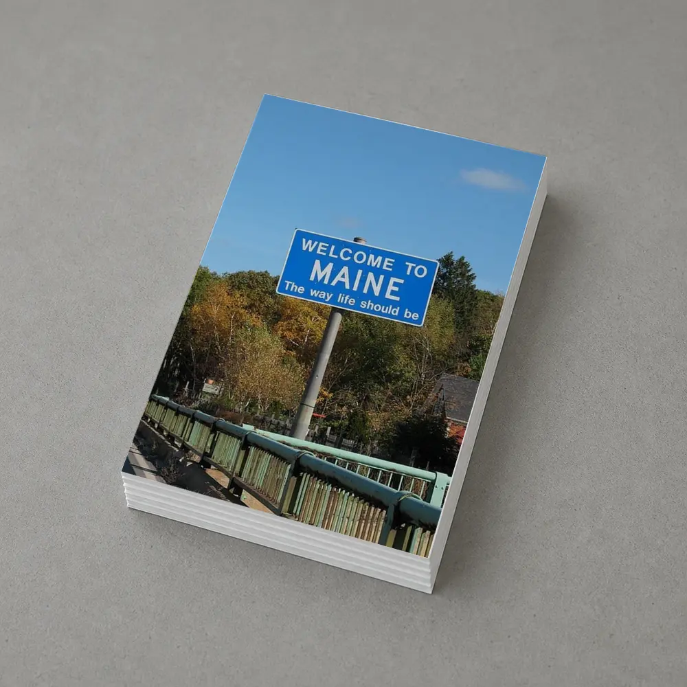 Welcome To Maine Sign Autumn Trees – Postcards